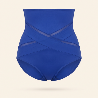 Viamelle high-waist brief in blue, front view