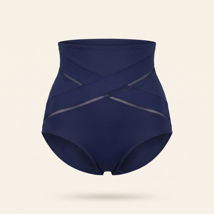 Viamelle high-waist brief in navy, front view