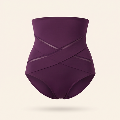 Viamelle high-waist brief in purple, front view