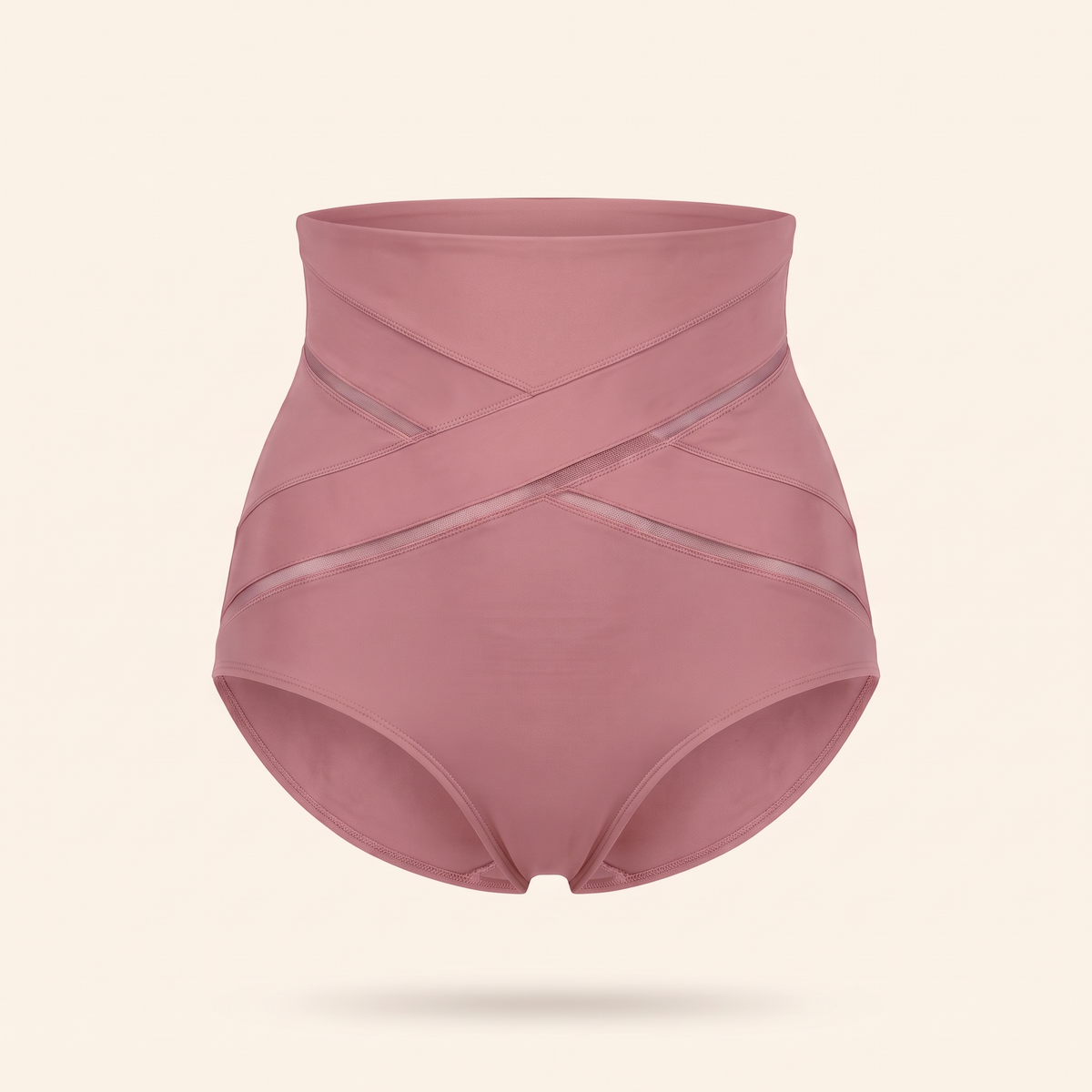 Viamelle high-waist brief in pink, front view