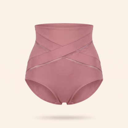 Viamelle high-waist brief in pink, front view