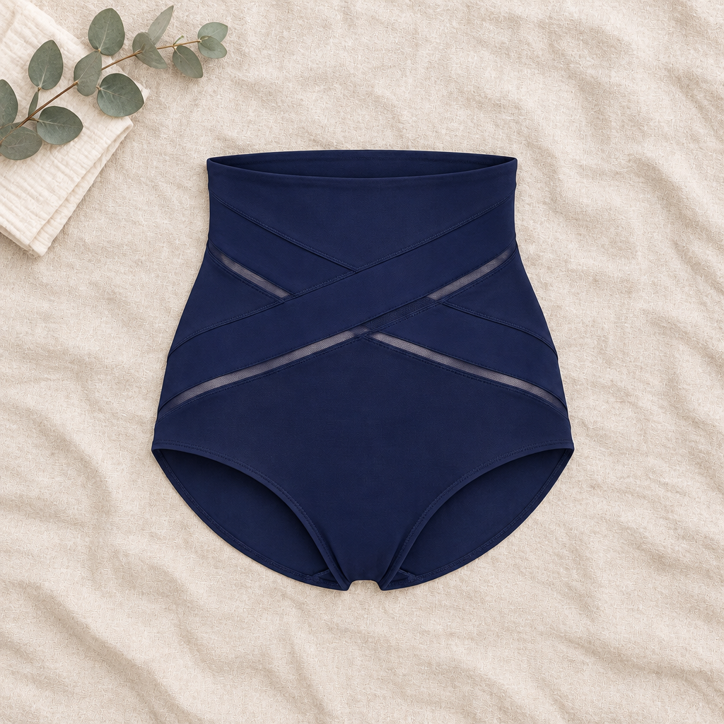 The CrossWrap Brief laid flat on linen