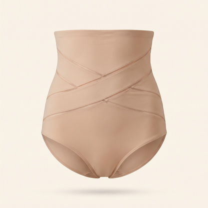 Viamelle high-waist brief in nude, front view